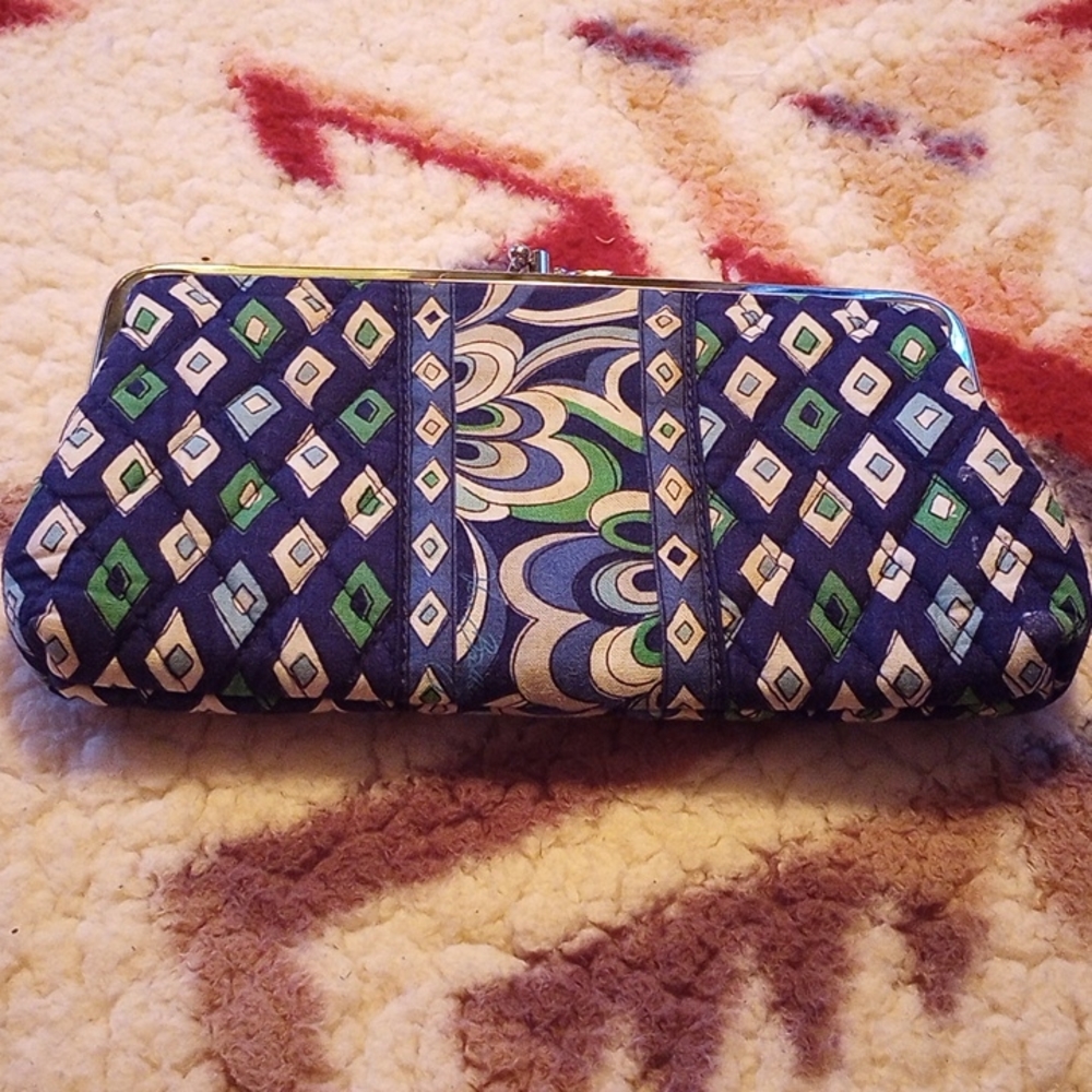 Vera Bradley blue green diamond clutch
